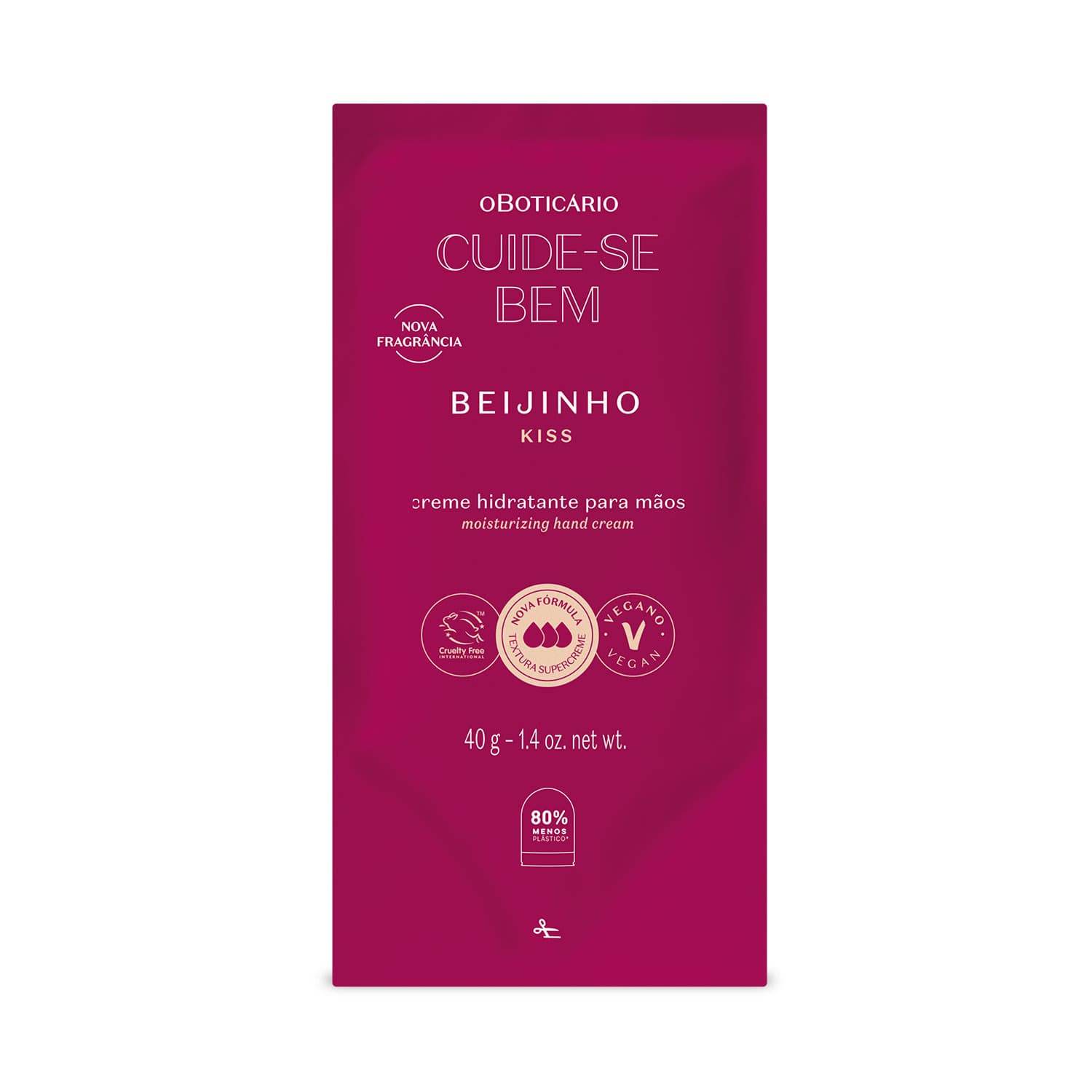 Refil Creme Hidratante Para Mãos Cuide-Se Bem Beijinho 40G