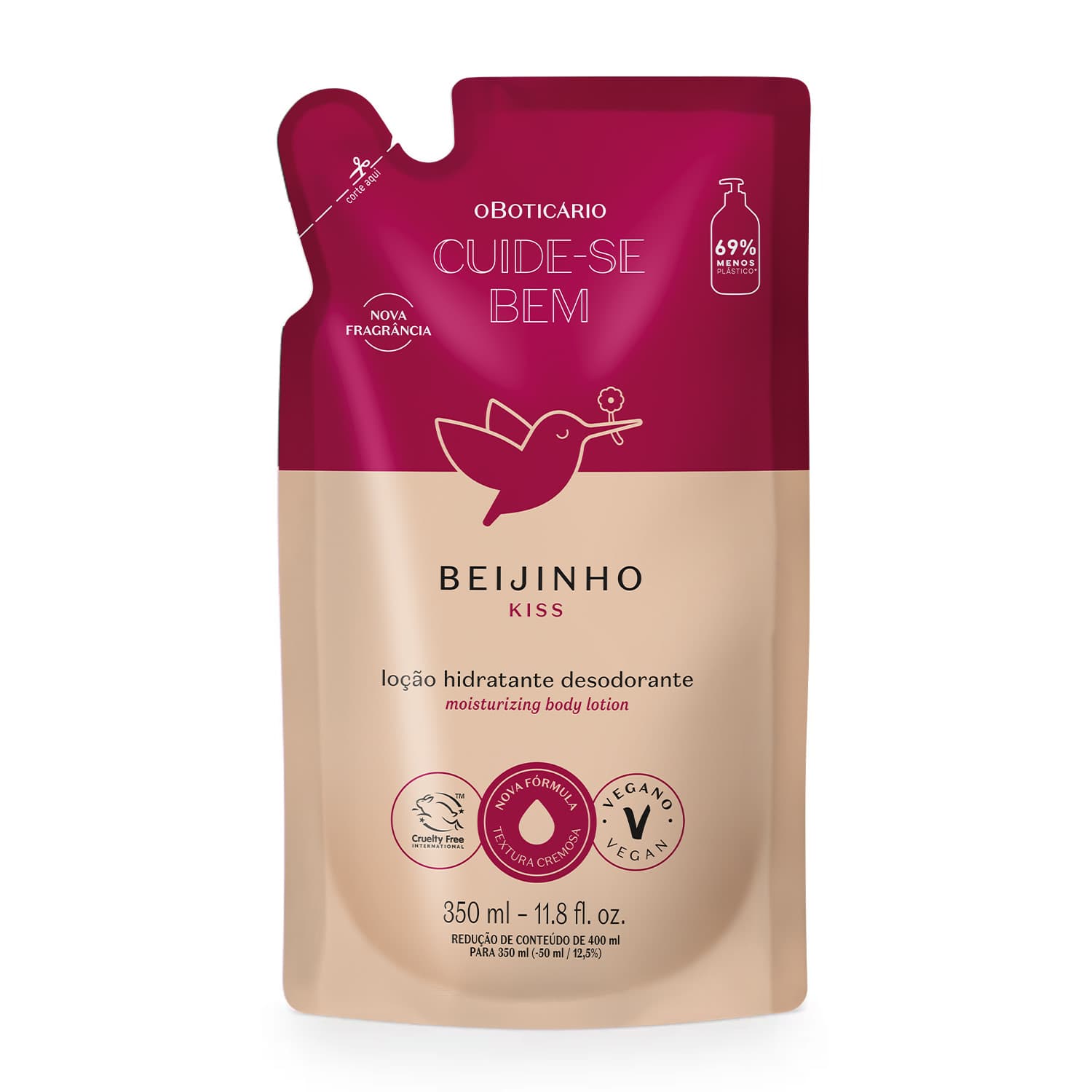 Refil Loção Hidratante Desodorante Corporal Cuide-Se Bem Beijinho 350Ml