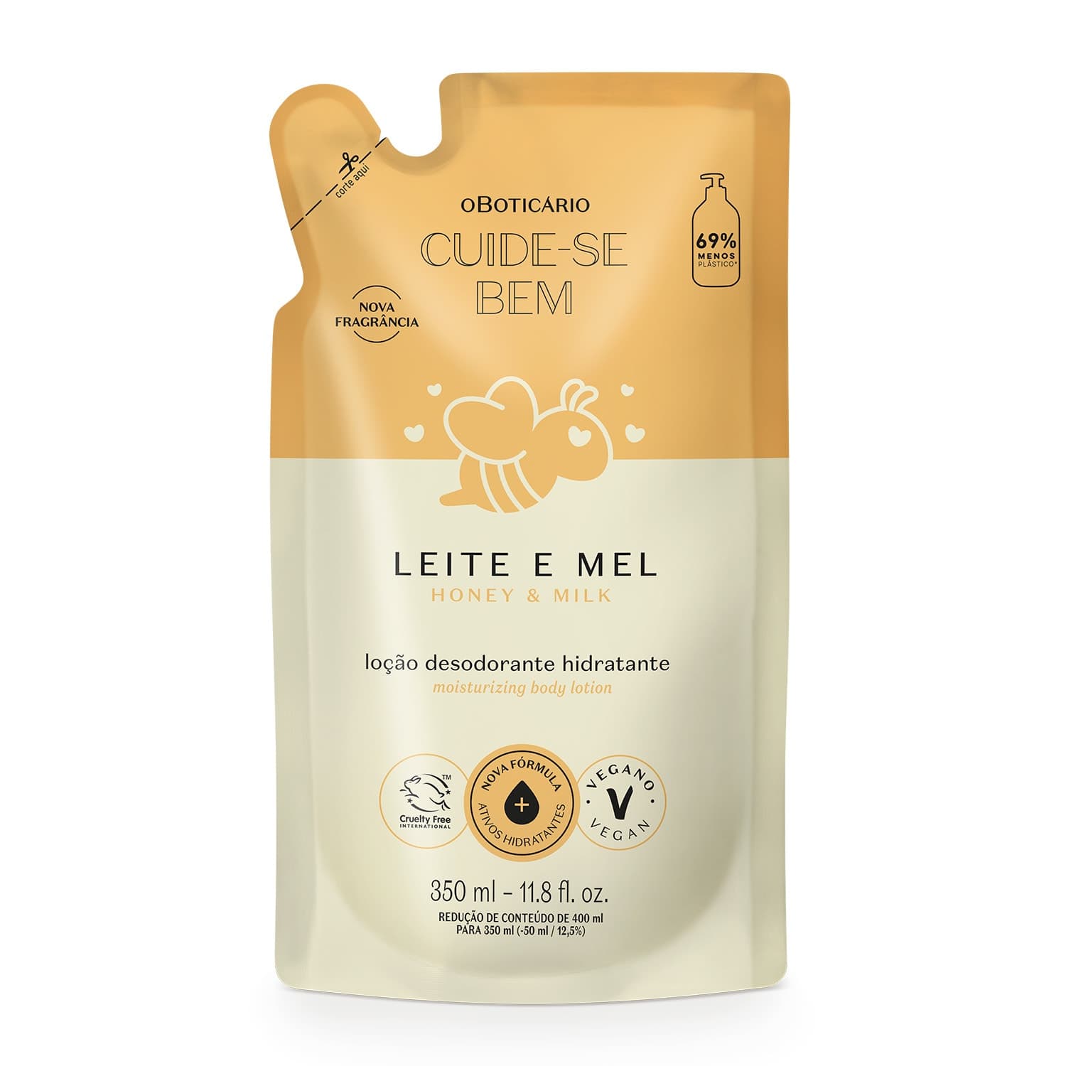 Refil Loção Desodorante Hidratante Cuide-Se Bem Leite E Mel 350Ml