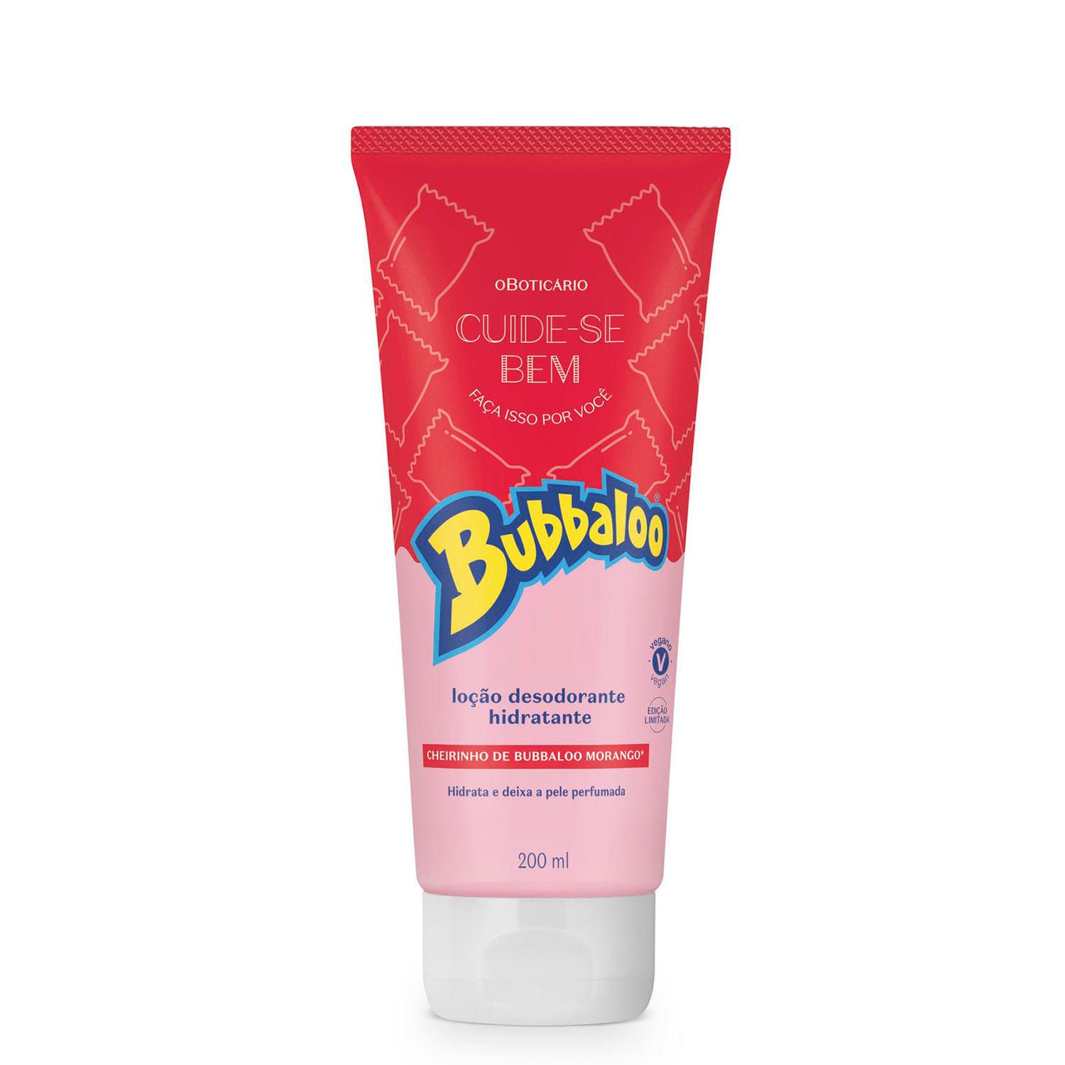 Loção Hidratante Desodorante Corporal Cuide-Se Bem Bubbaloo Morango 200Ml