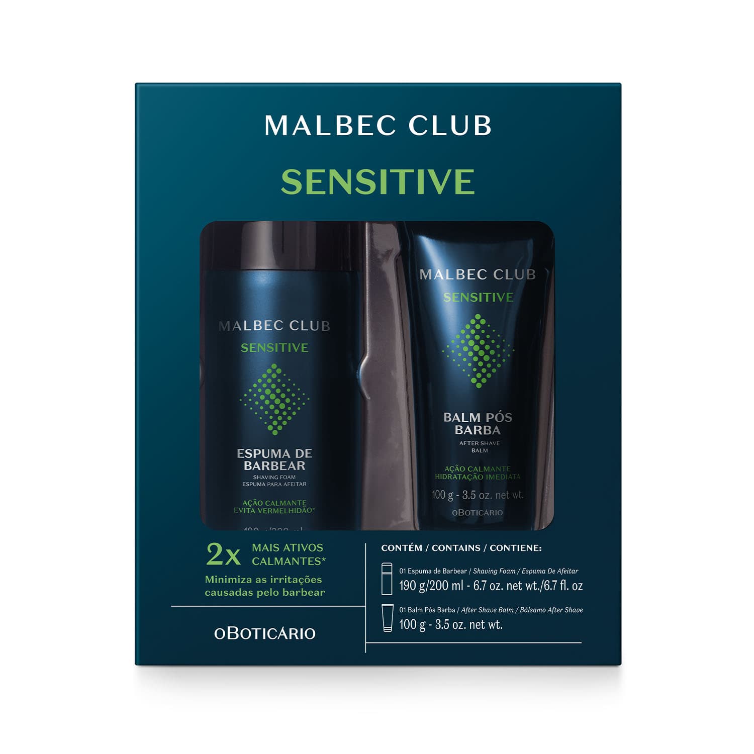 Kit Malbec Club Sensitive: Espuma De Barbear 190G + Balm Pós Barba 100G