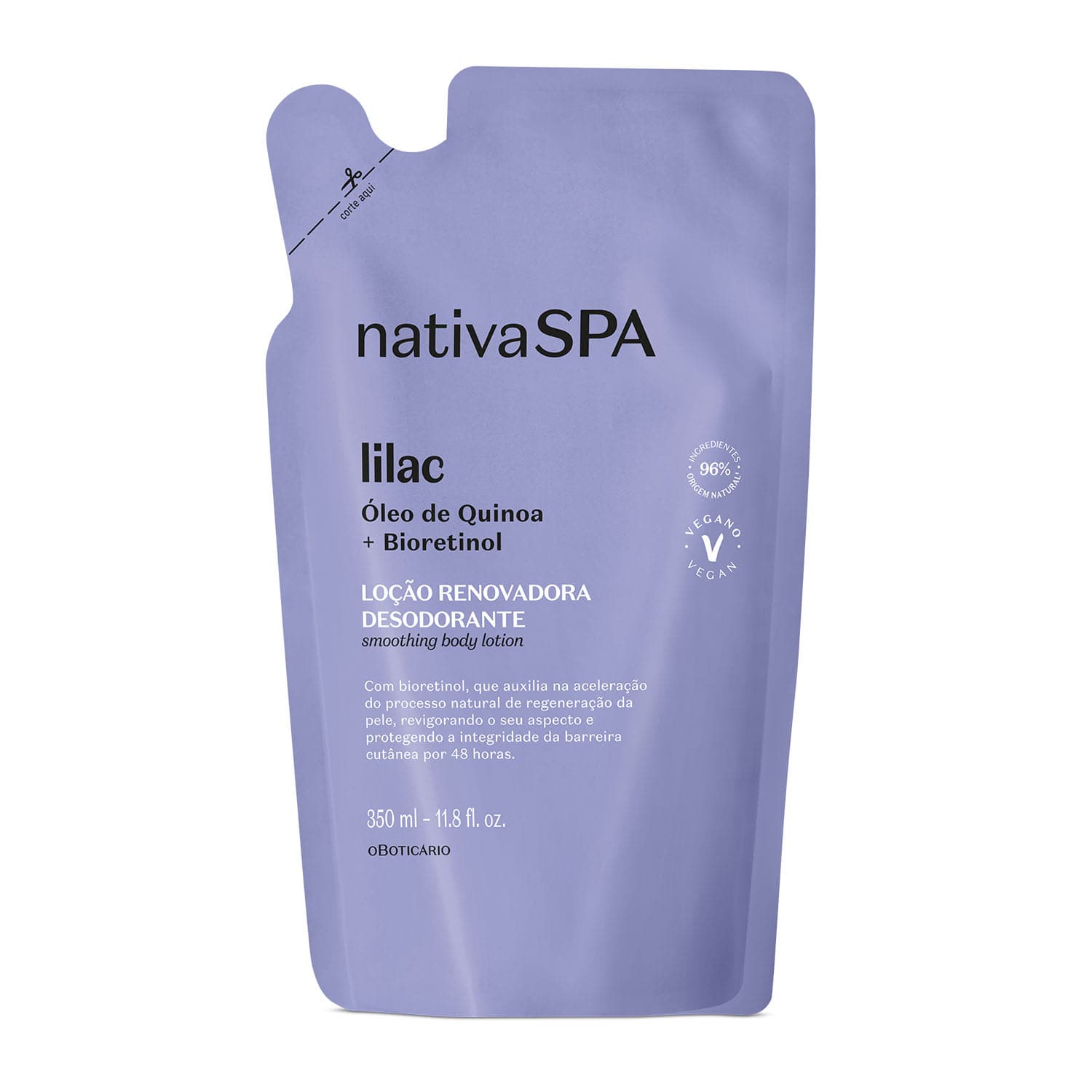 Refil Loção Renovadora Desodorante Hidratante Corporal Nativa Spa Lilac 350Ml