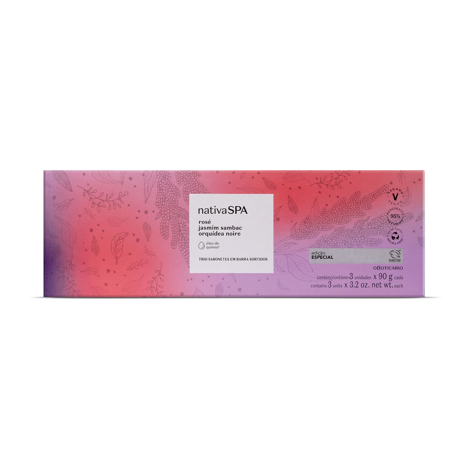 Trio Sabonetes Em Barra Nativa Spa Flores 3X90G
