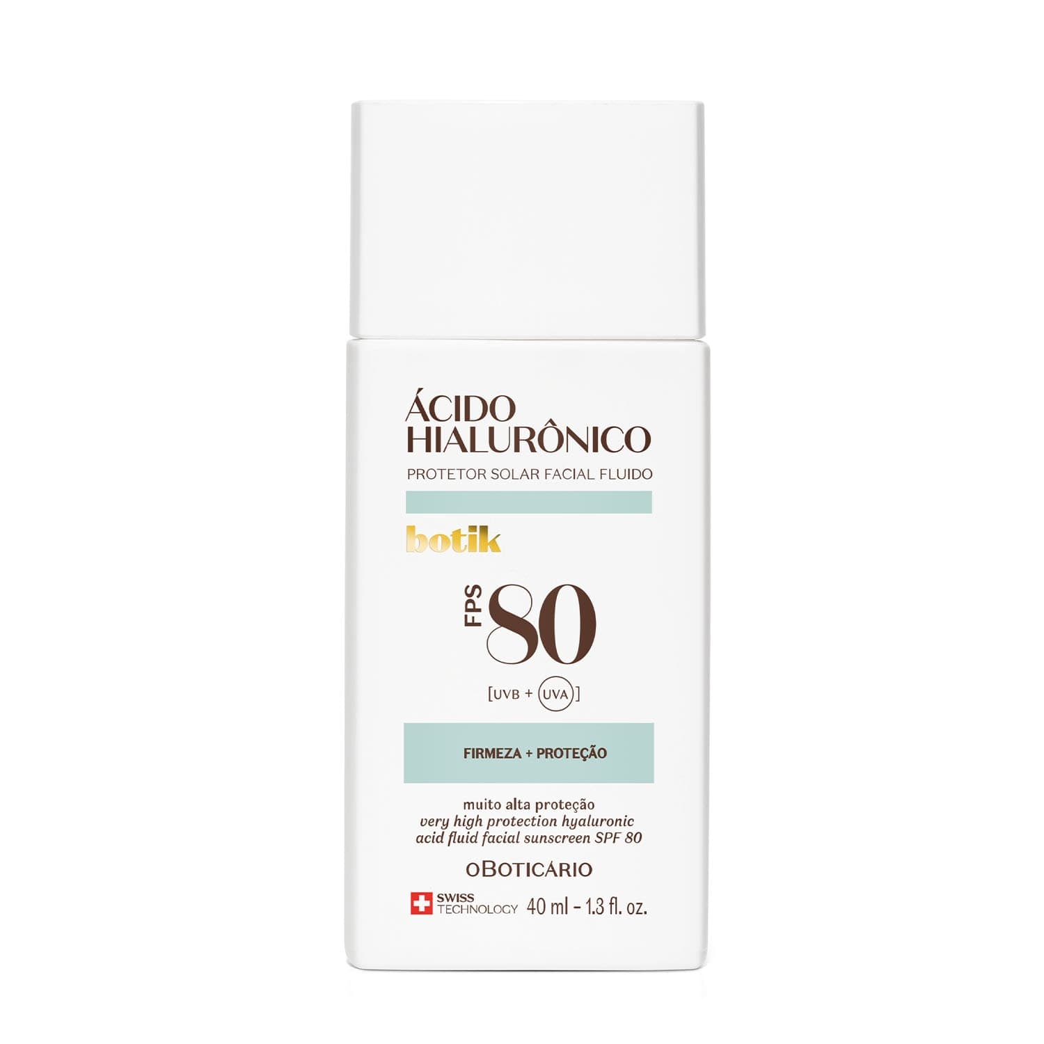 Protetor Solar Facial Fluido Fps 80 Botik Ácido Hialurônico 40Ml
