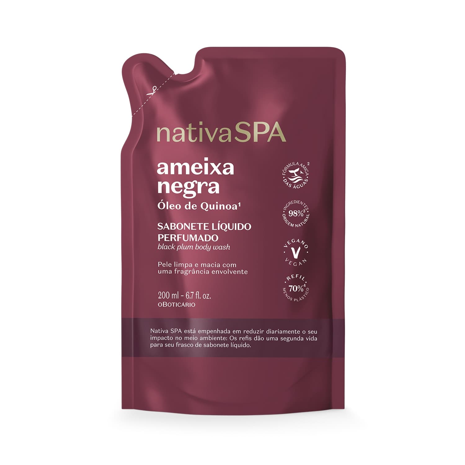 Refil Sabonete Líquido Perfumado Nativa Spa Ameixa Negra 200Ml
