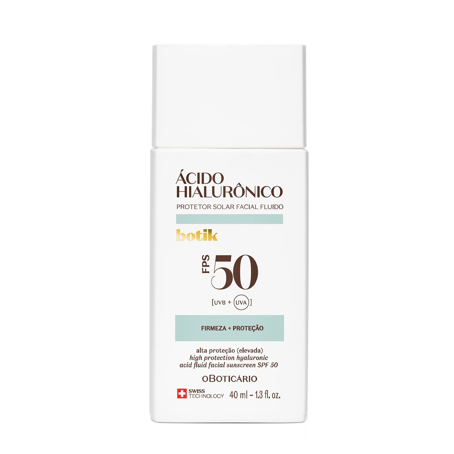 Protetor Solar Facial Fluido Fps 50 Botik Ácido Hialurônico 40Ml