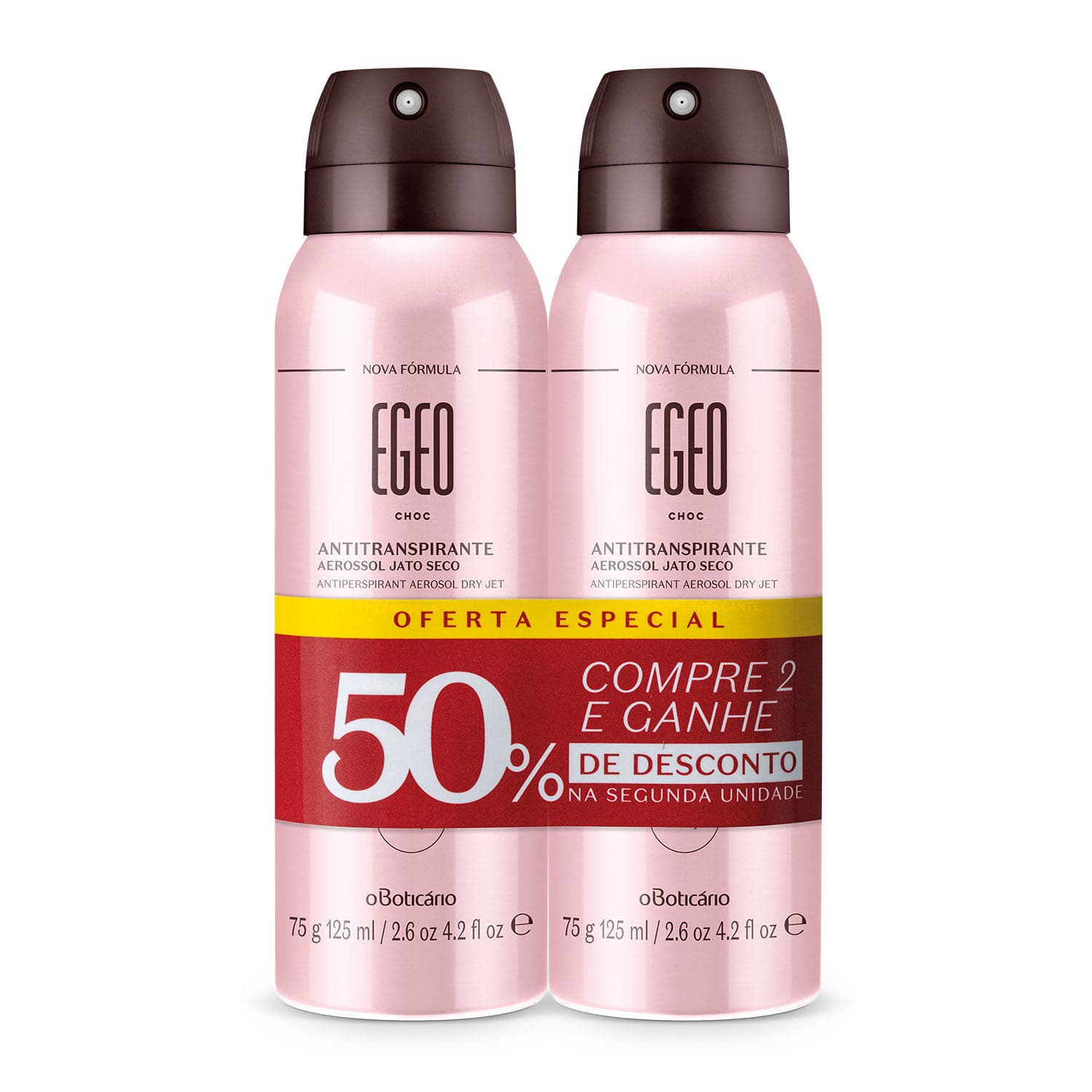 Kit Desodorante Antitranspirante Aerossol Egeo Choc 2X75G/125Ml
