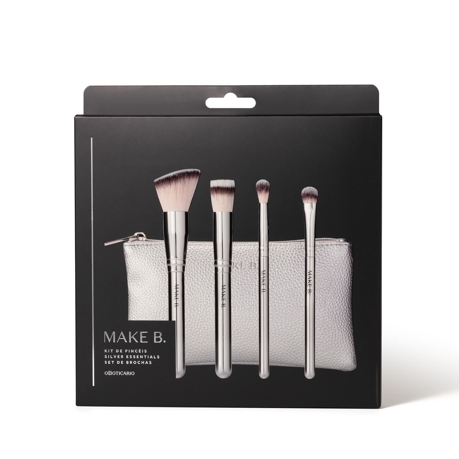 Kit Pincel De Maquiagem Silver Make B. Essentials (5 Itens)