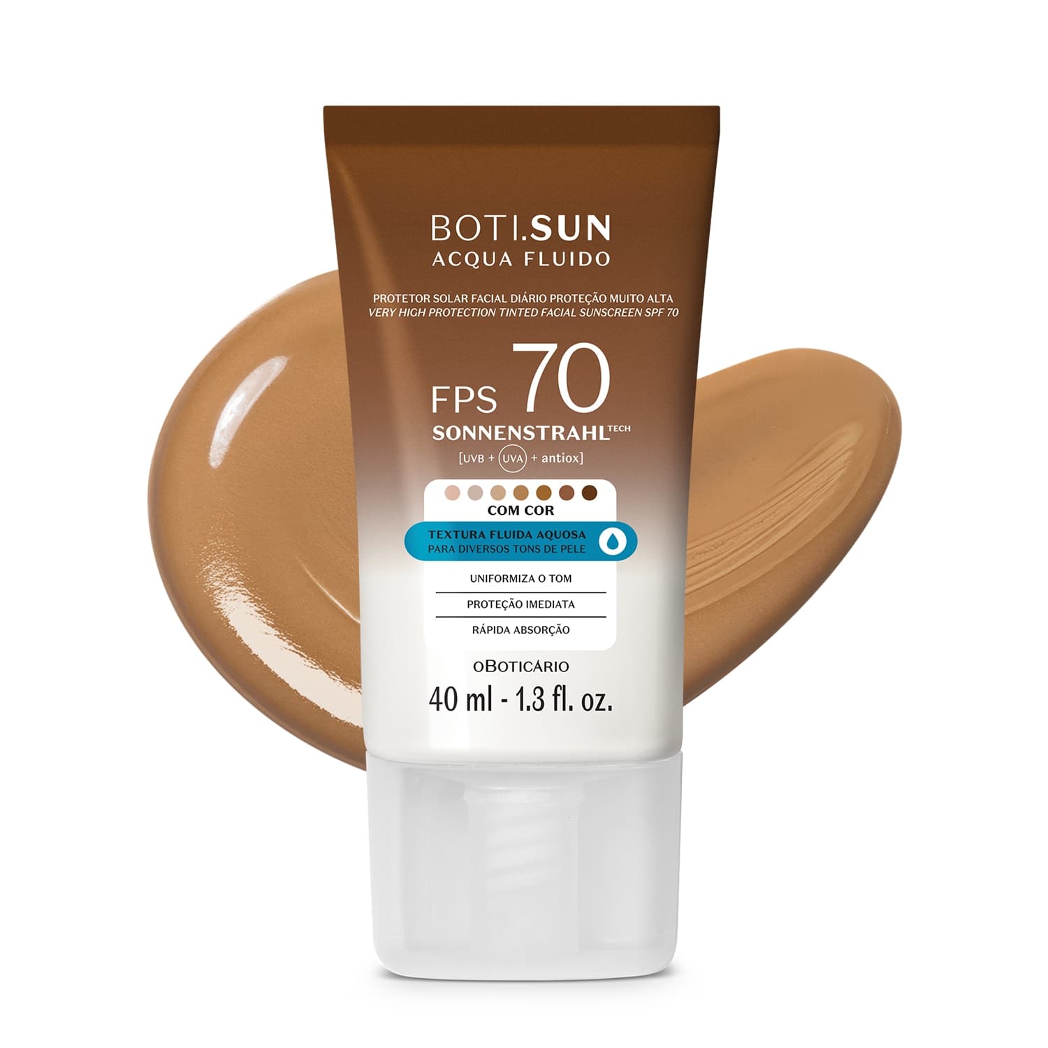 Protetor Solar Facial Com Cor Fps70 Boti.Sun 4.0 40Ml