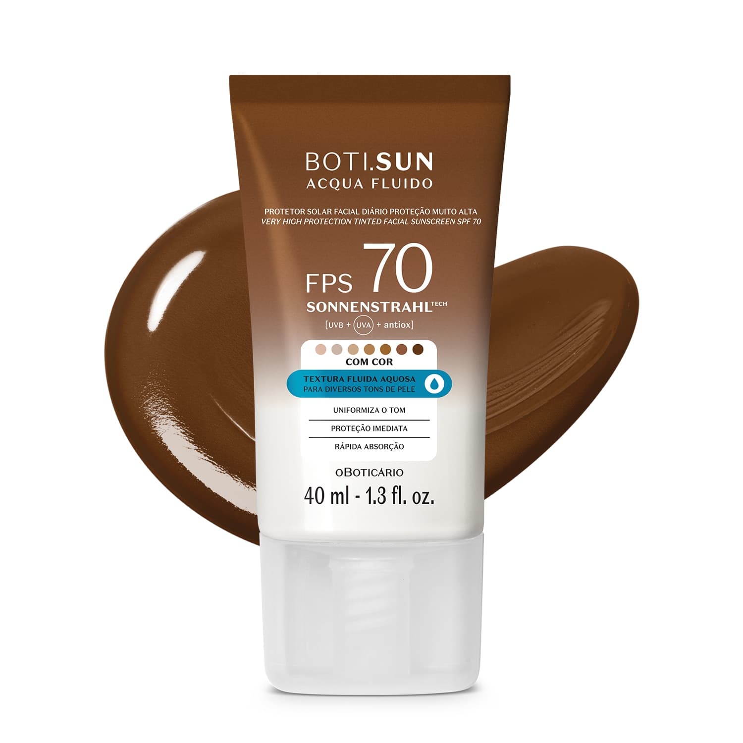 Protetor Solar Facial Com Cor Fps70 Boti.Sun 7.0 40Ml