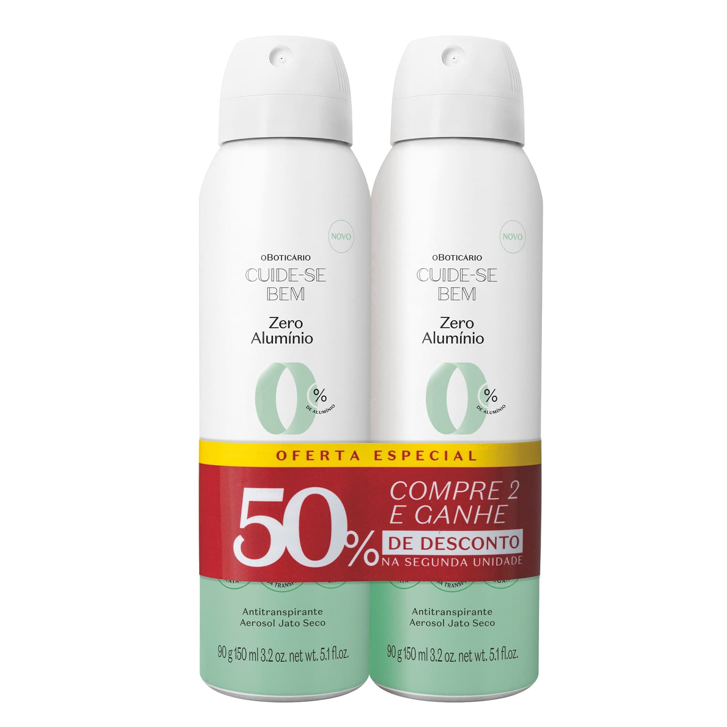 Kit Antitranspirante Aerosol Cuide-Se Bem Zero Alumínio 2X90G/150Ml