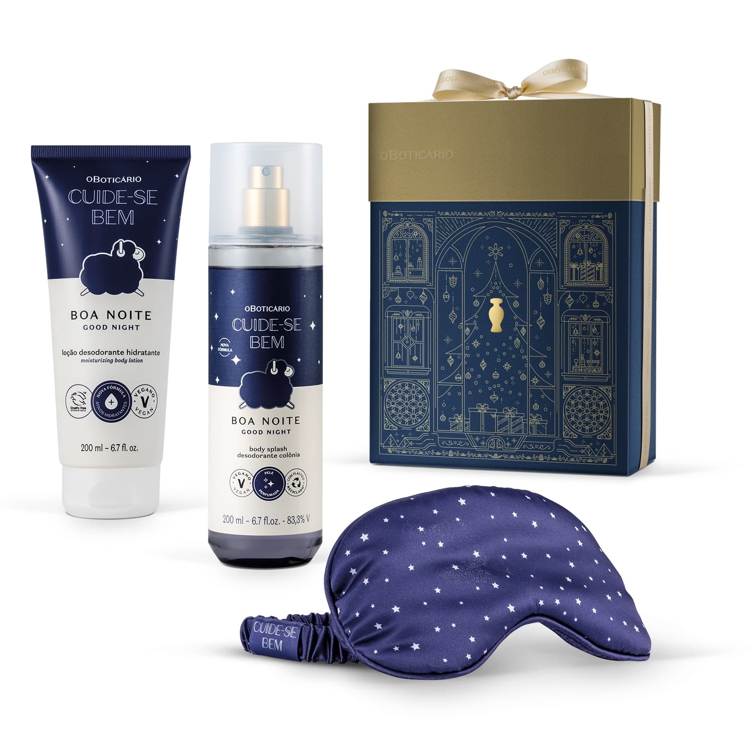 Kit Presente Natal Cuide-Se Bem Boa Noite (3 Itens)