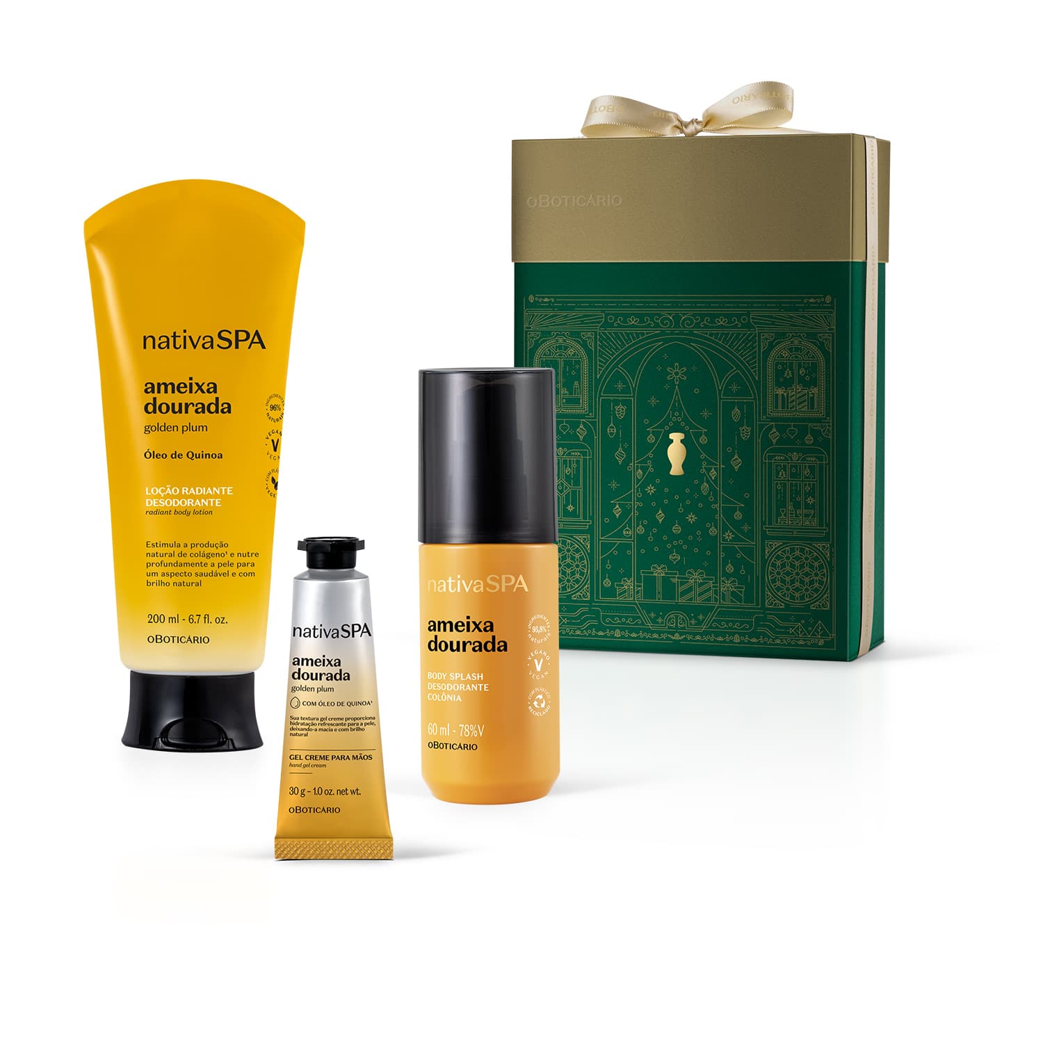 Kit Presente Natal Nativa Spa Ameixa Dourada (3 Itens)