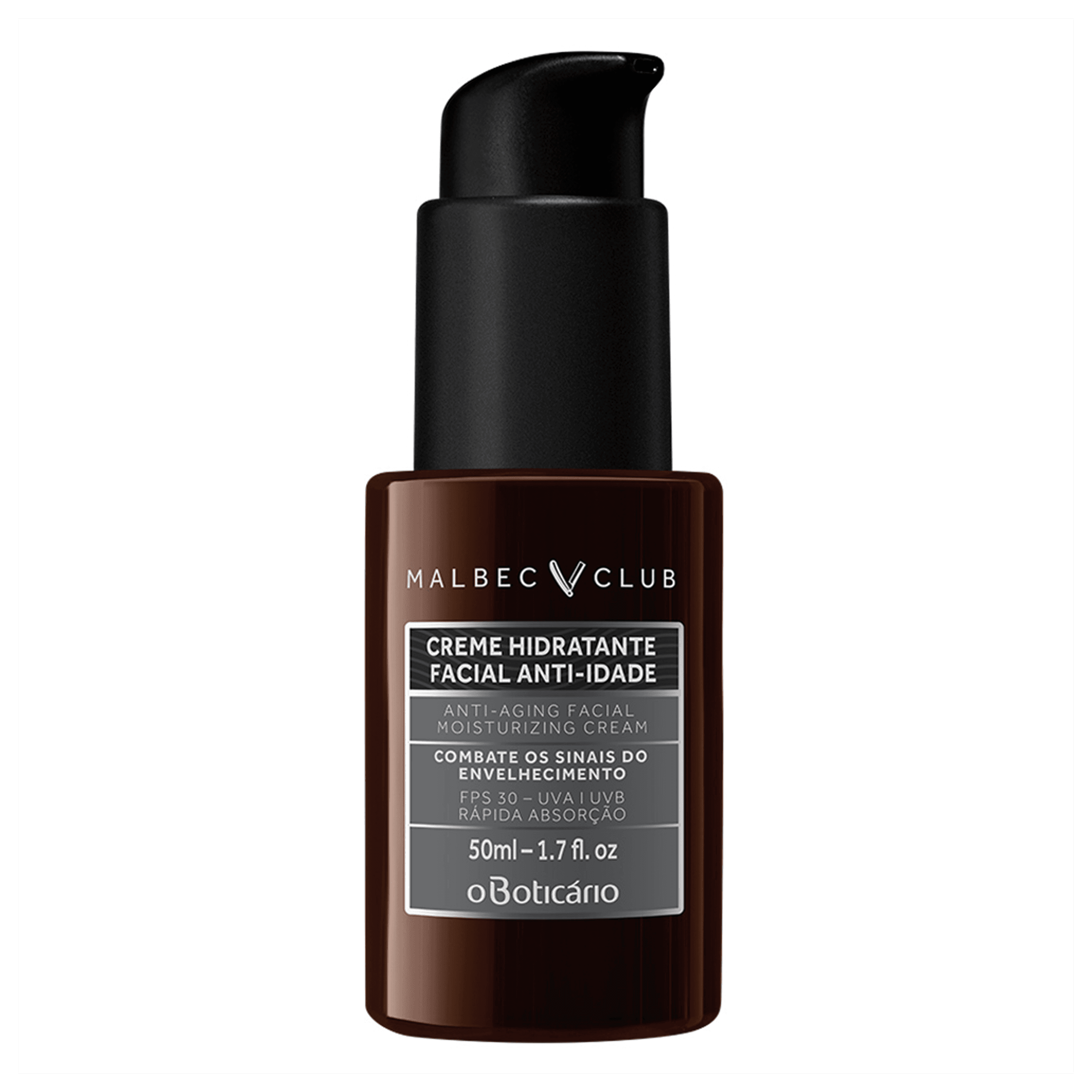 Creme Hidratante Facial Anti-Idade Malbec Club 50Ml