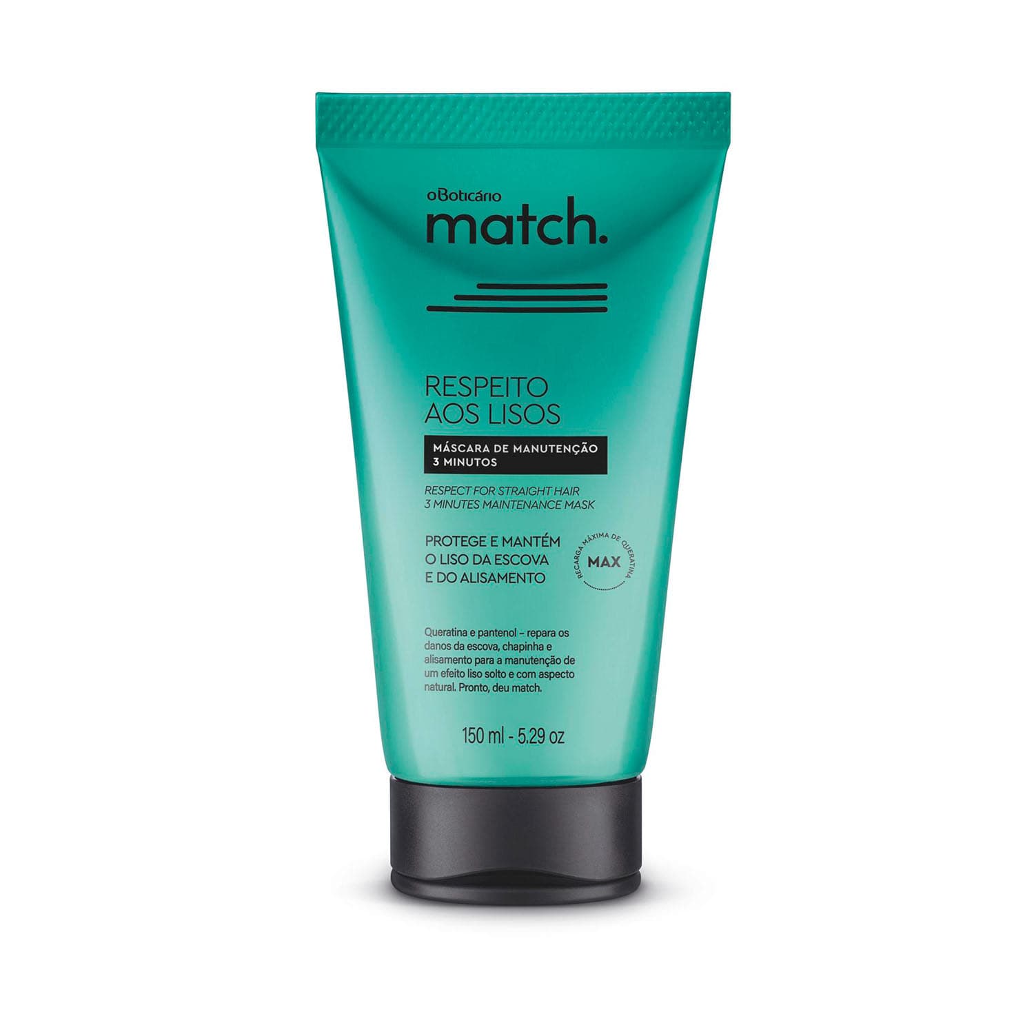 Máscara Capilar 3 Minutos Match Respeito Aos Lisos, 150Ml