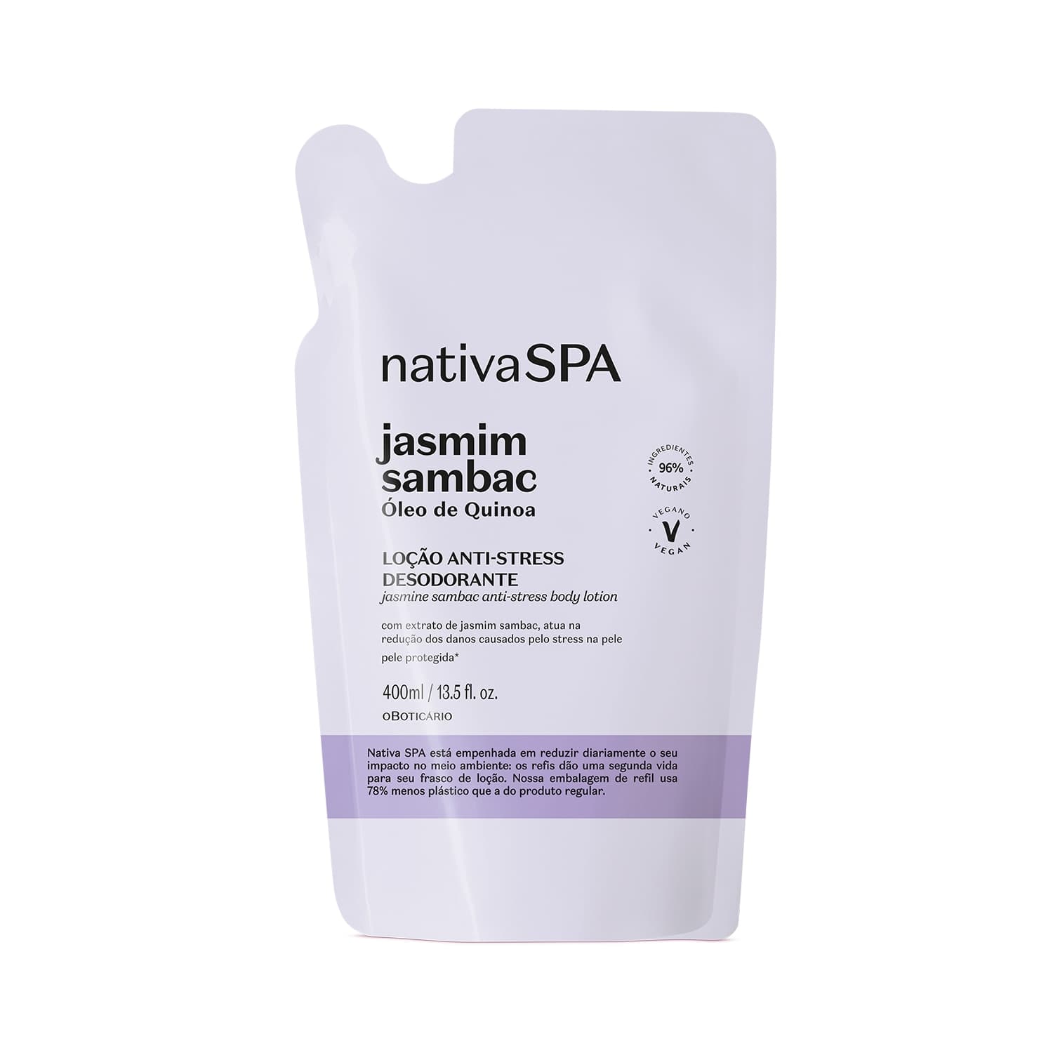 Refil Loção Hidratante Desodorante Corporal Anti-Stress Nativa Spa Jasmim Sambac 400Ml