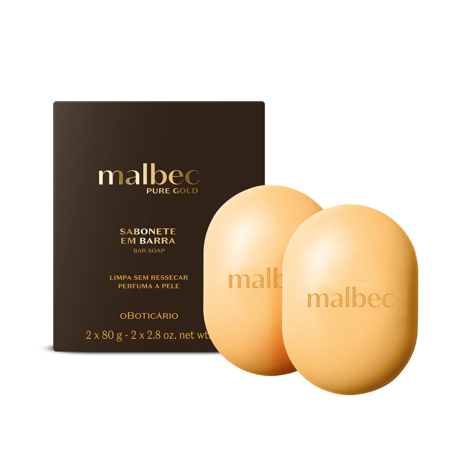 Kit Sabonetes Em Barra Malbec Pure Gold 2X80G Cada