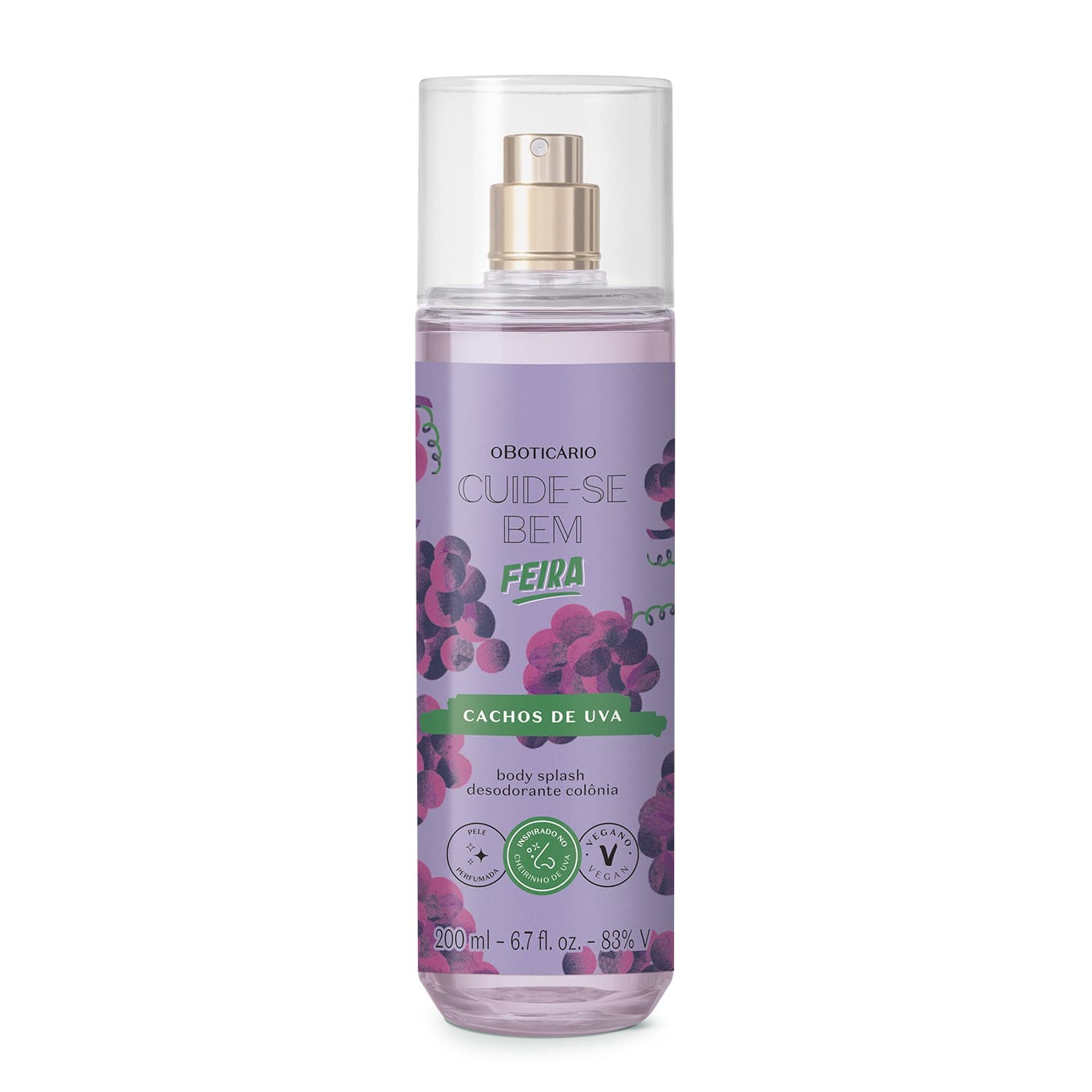 Body Splash Desodorante Colônia Cuide-Se Bem Feira Cachos De Uva 200Ml