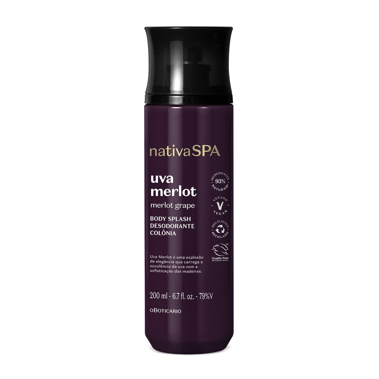 Body Splash Desodorante Colônia Nativa Spa Uva Merlot 200Ml