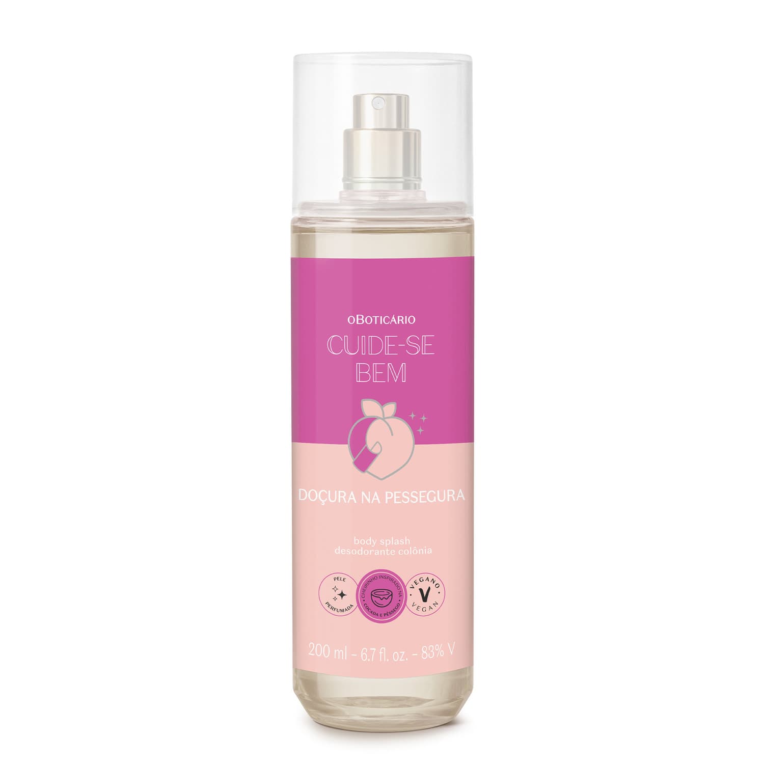 Body Splash Desodorante Colônia Cuide-Se Bem Doçura Na Pessegura 200Ml