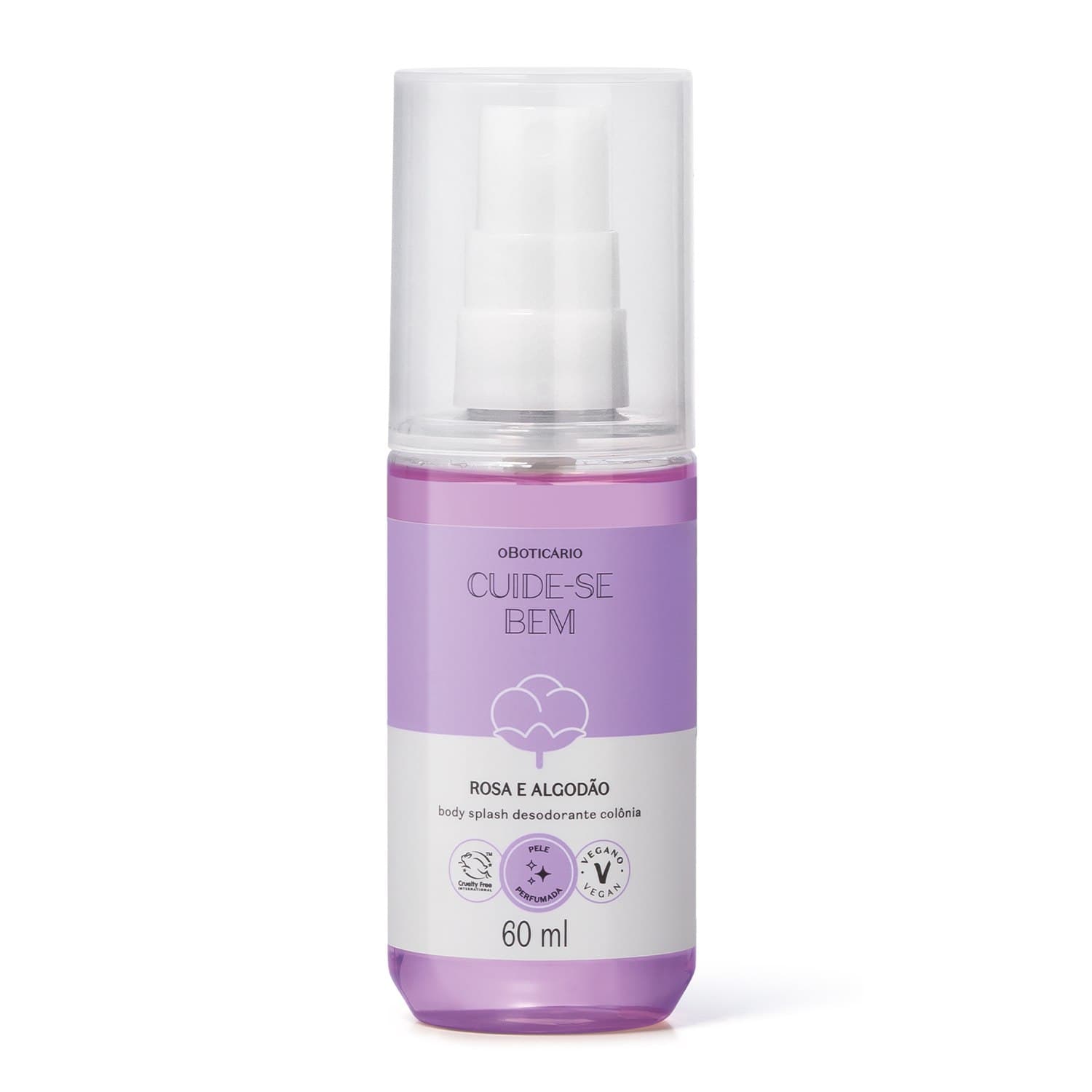 Body Splash Desodorante Colônia Cuide-Se Bem Rosa E Algodão 60Ml