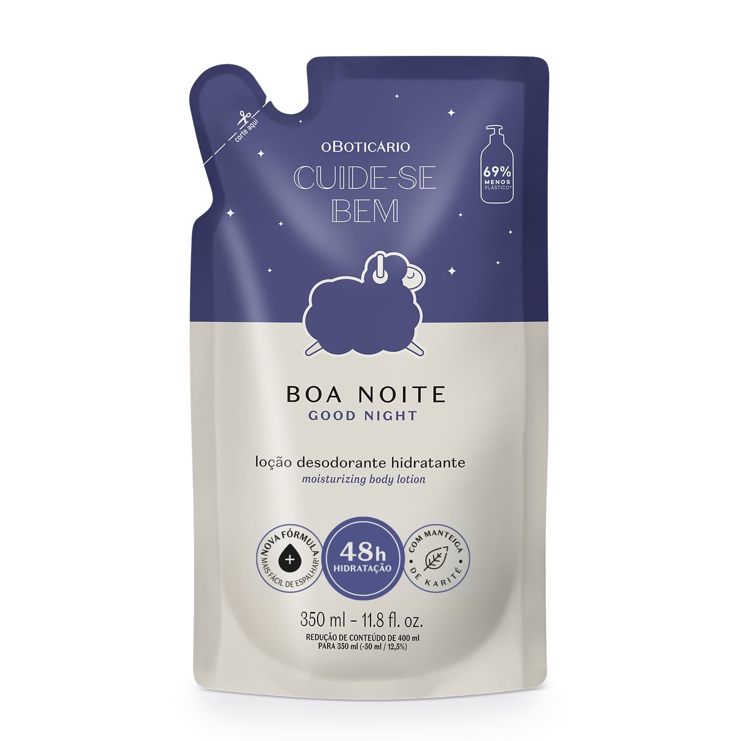 Refil Loção Desodorante Hidratante Corporal Cuide-Se Bem Boa Noite 350Ml