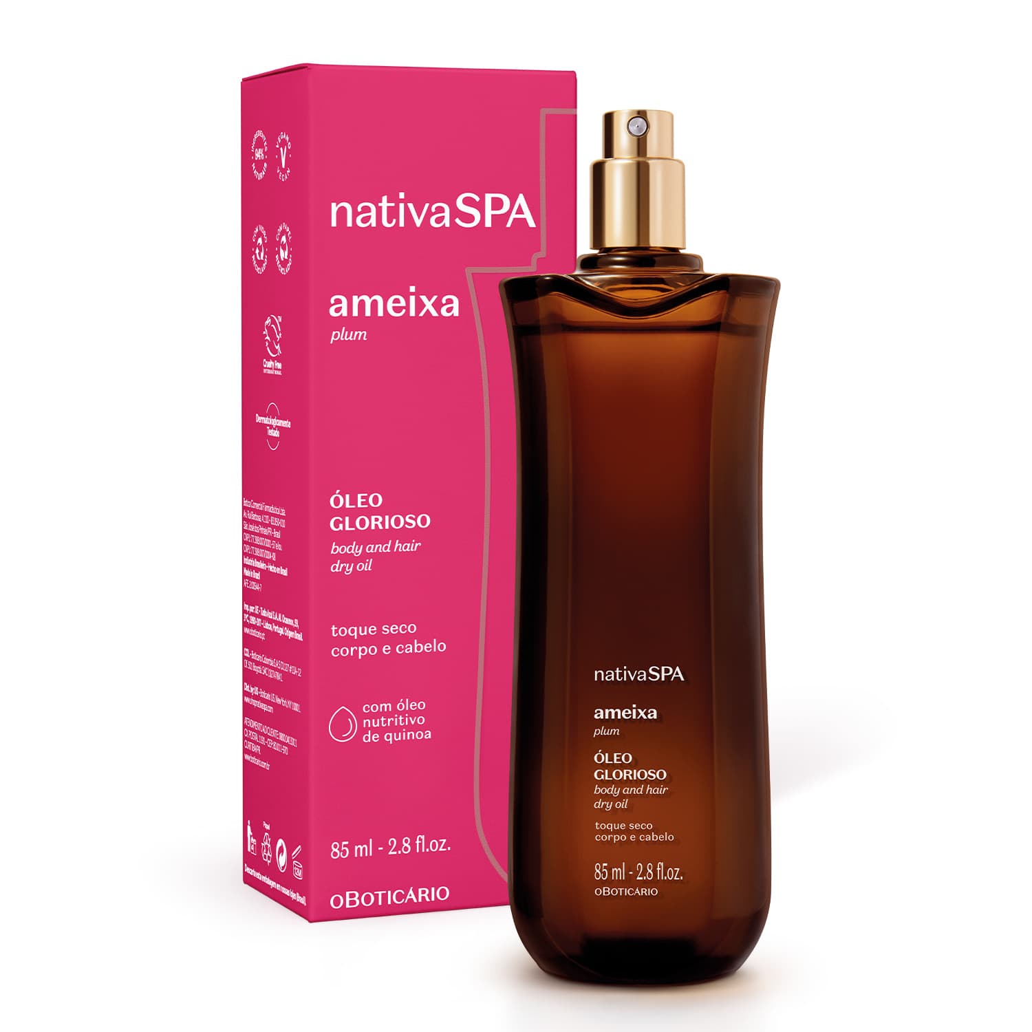 Óleo Multifuncional Glorioso Corpo E Cabelos Nativa Spa Ameixa Plum 85Ml