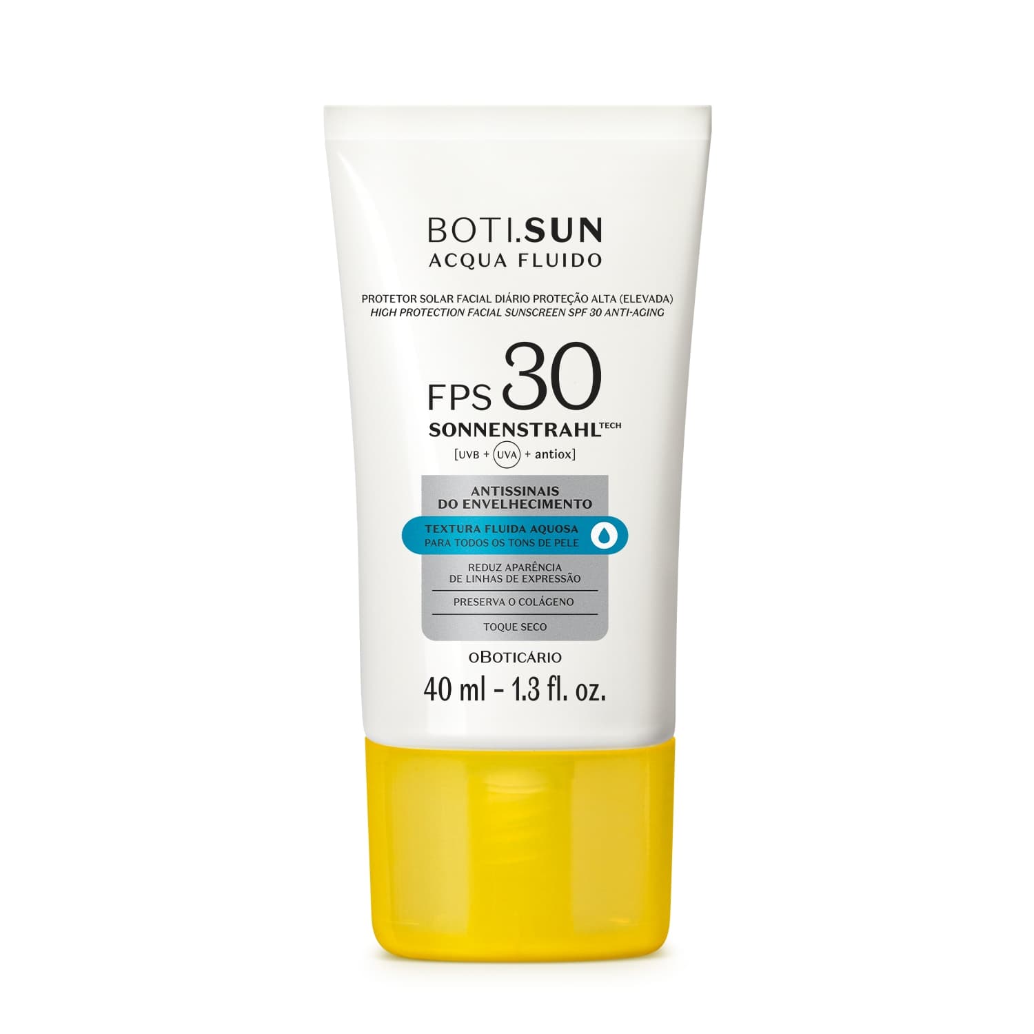Protetor Solar Facial Antissinais Fps30 Boti.Sun Acqua Fluido 40Ml