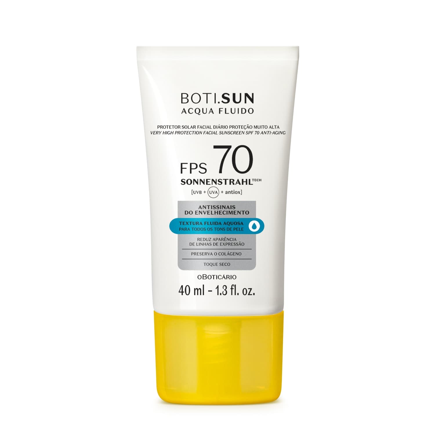 Protetor Solar Facial Antissinais Fps70 Boti.Sun Acqua Fluido 40Ml