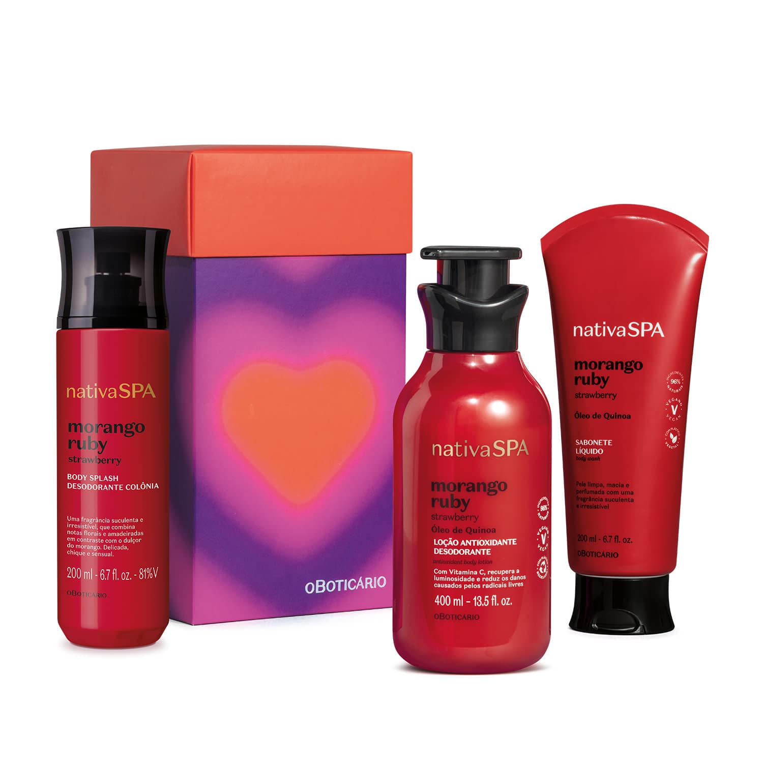 Kit Presente Nativa Spa Morango Ruby (3 Itens)