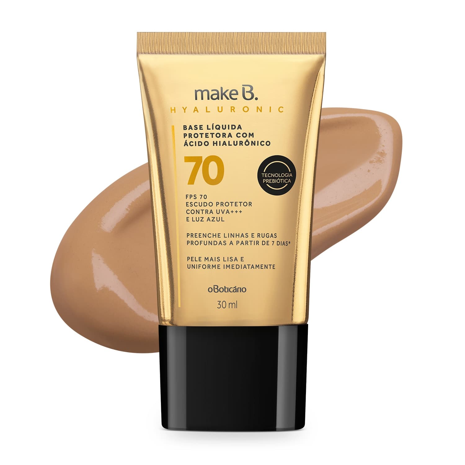 Base Líquida Protetora Make B. Hyaluronic Fps 70 Cor 25, 30 Ml