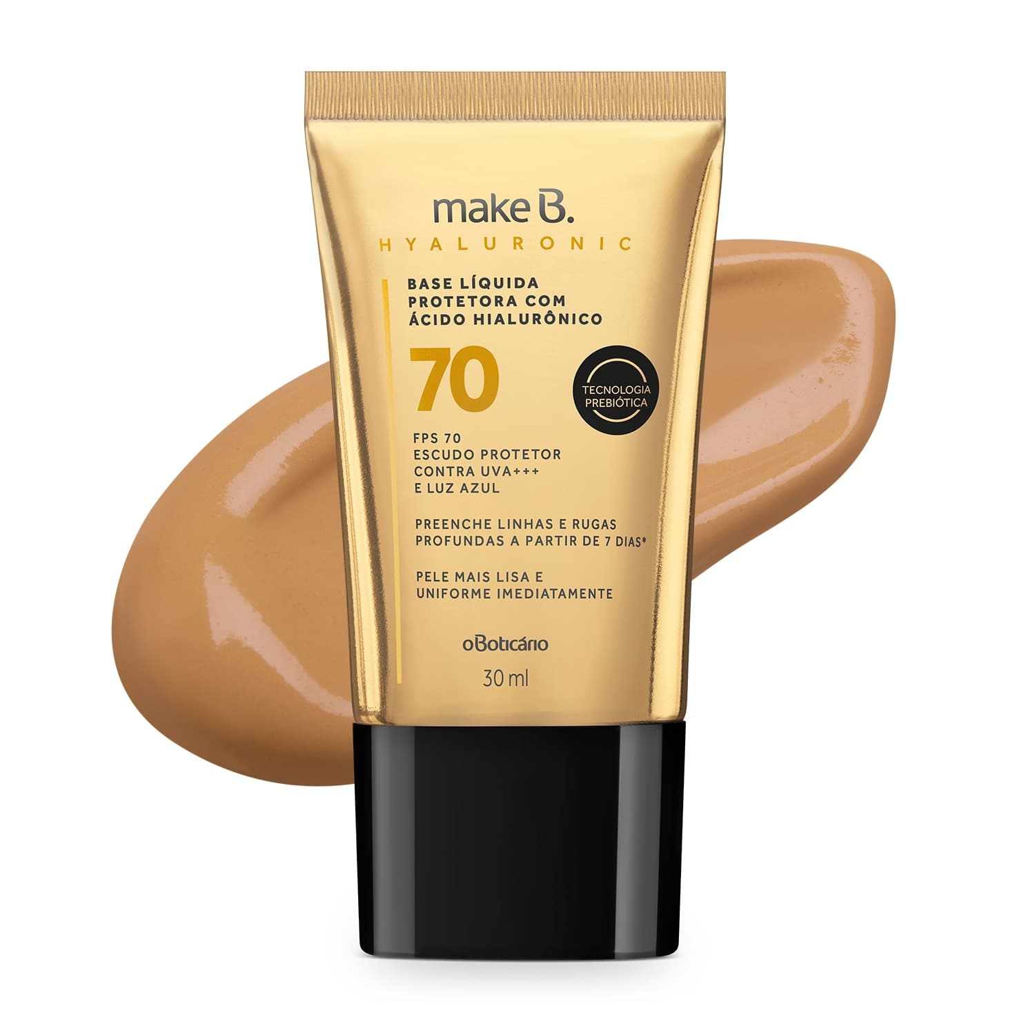 Base Líquida Protetora Make B. Hyaluronic Fps 70 Cor 50, 30 Ml