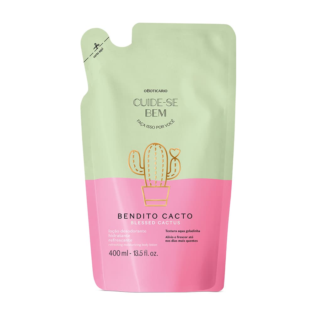 Refil Loção Desodorante Hidratante Refrescante Corporal Cuide-Se Bem Bendito Cacto 400Ml
