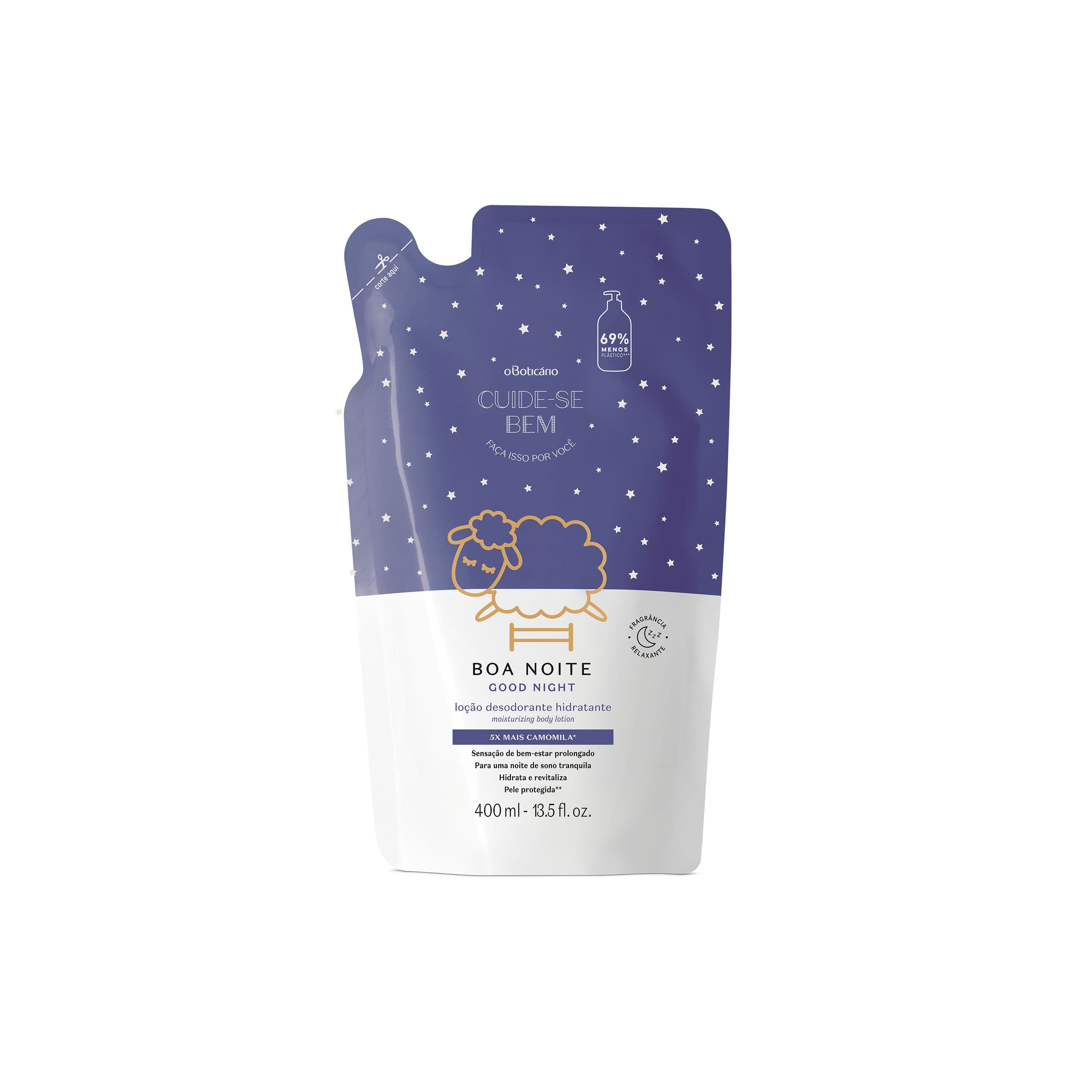 Refil Loção Desodorante Hidratante Corporal Cuide-Se Bem Boa Noite 400Ml