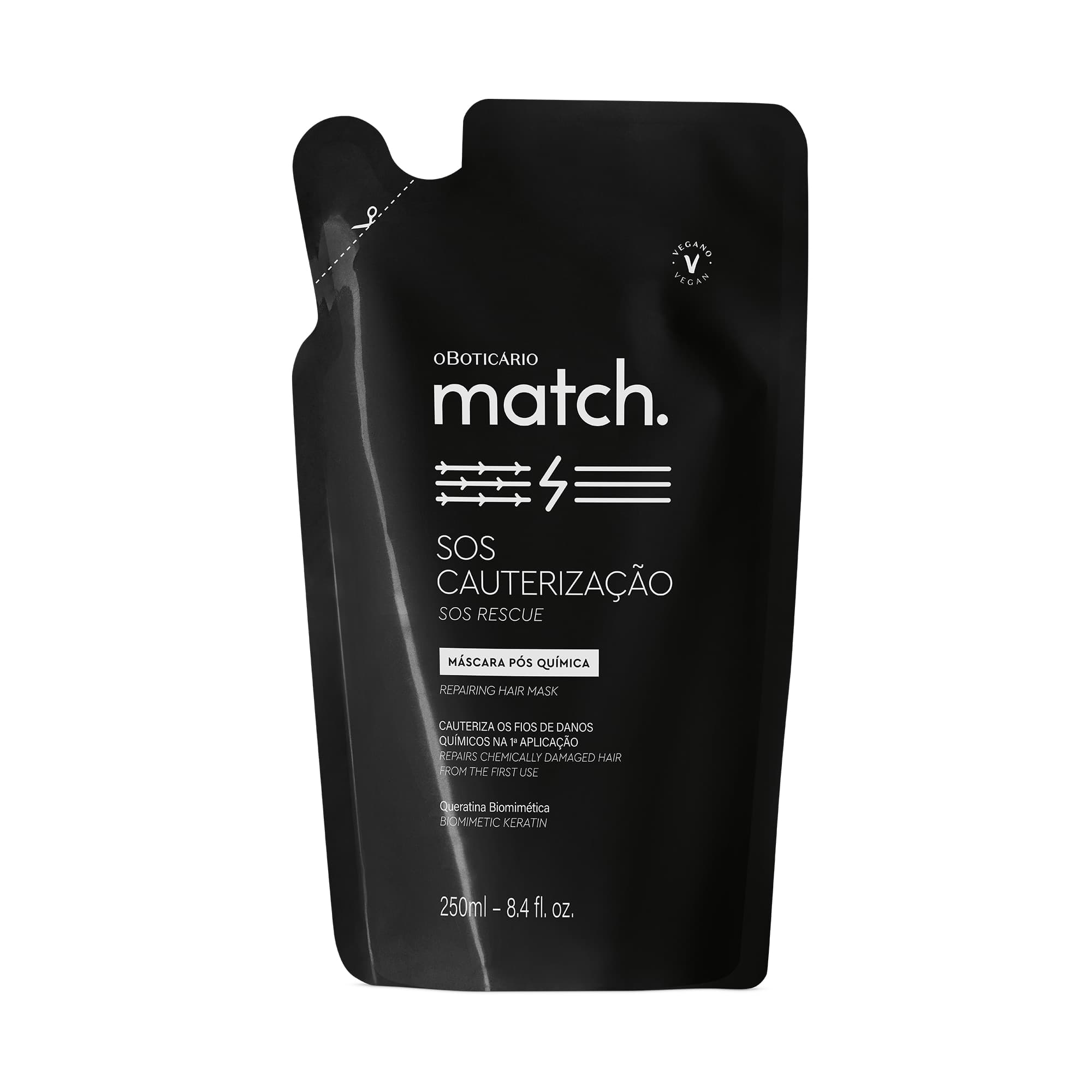 Refil Máscara Capilar Pós-Química Match Sos Cauterização 250Ml