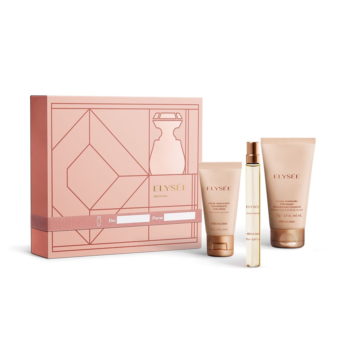 Kit Presente Elysée: Eau De Parfum 10Ml + Creme Acetinado Corporal 75G + Creme Acetinado Para Mãos 30G